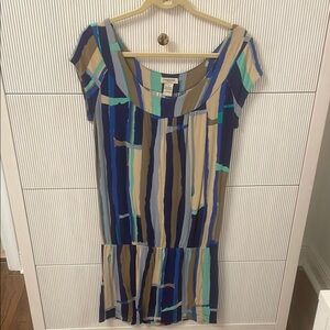 NWOT Vertigo Paris Blue and Green Mini Dress with Scoop Neck